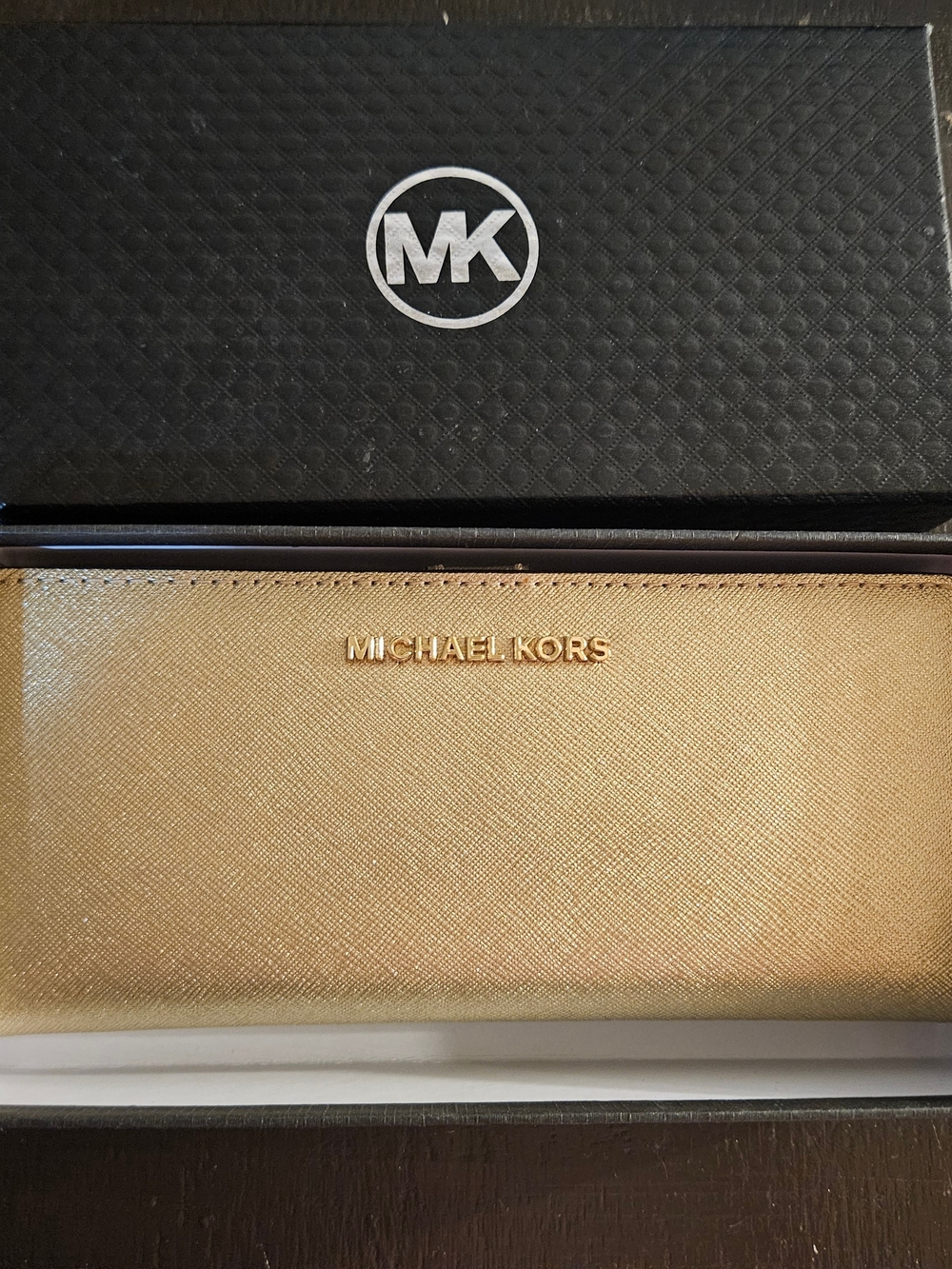 Michael Kors Gold Saffiano Continental Wallet